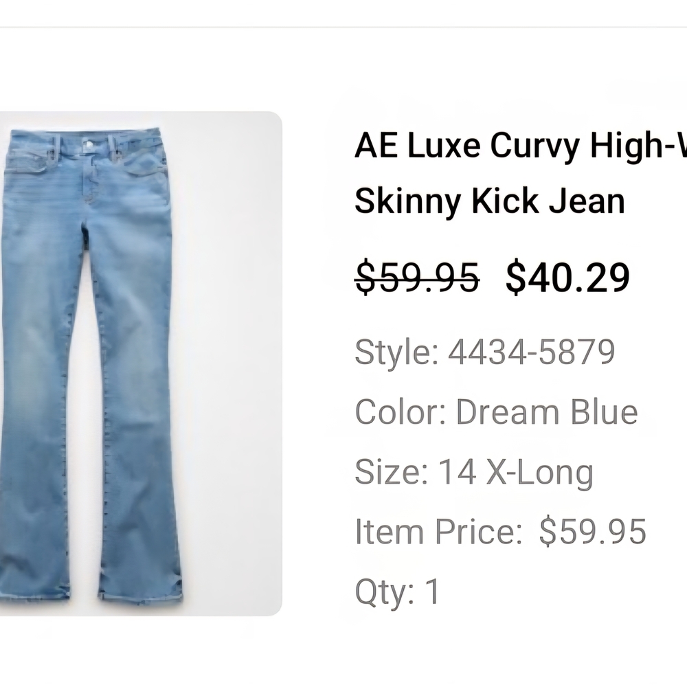 AE Luxe Curvy High Waisted Skinny Kick Jean